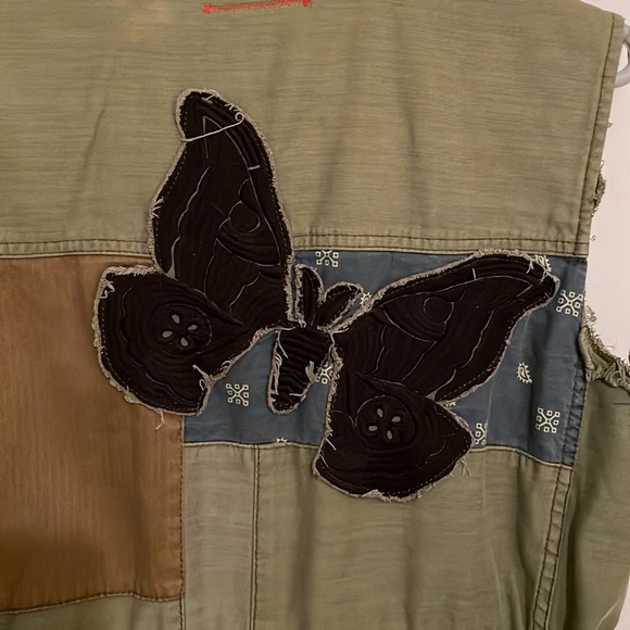 HEI HEI Anthropologie Upcycled Patchwork Embroidered Utility Military Vest Small - Picture 6 of 11